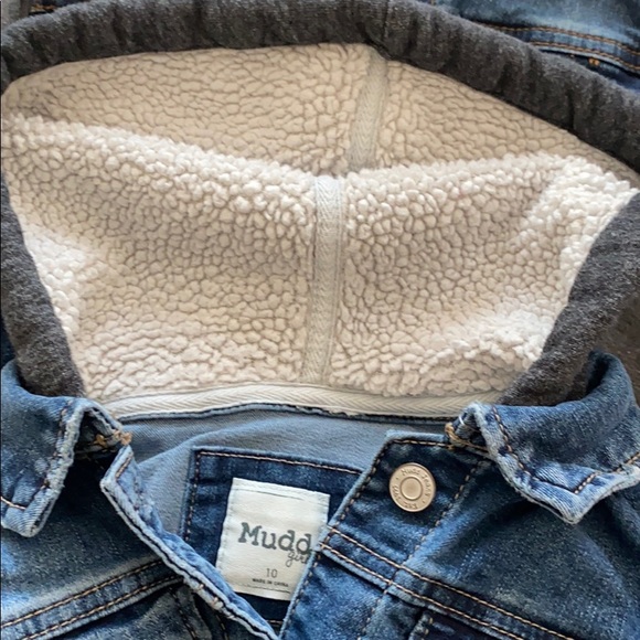 Kids Denim Hooded Jacket - Blue and Gray - Picture 4 of 7